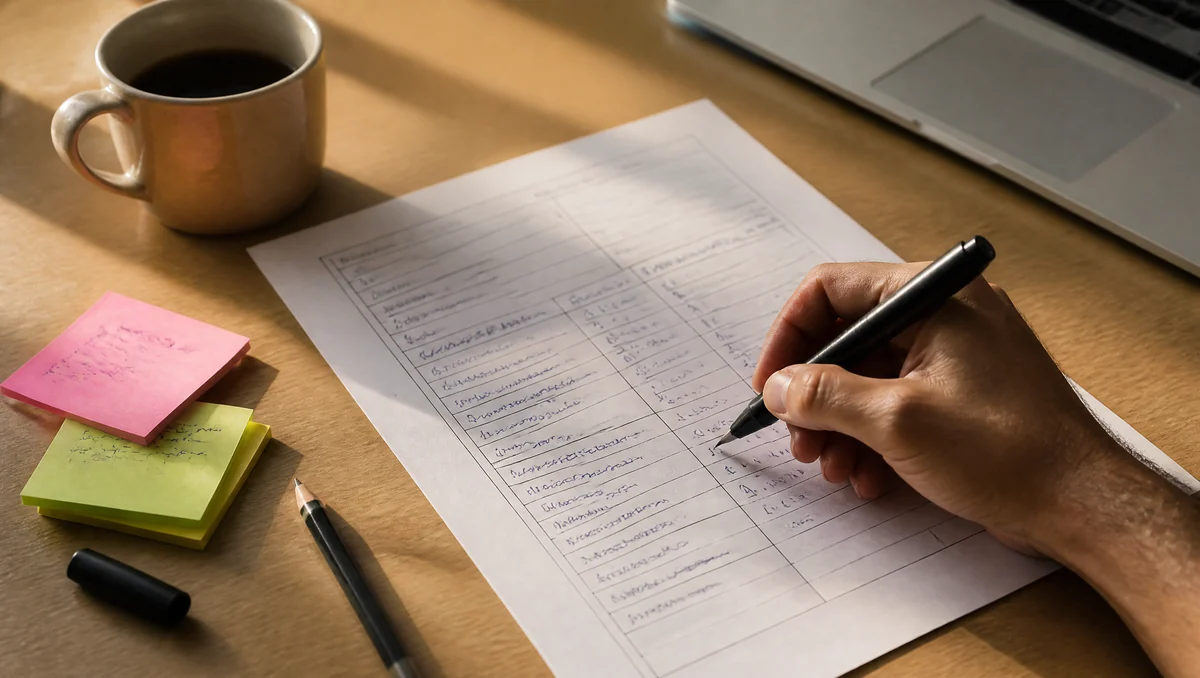 Ficha de buyer persona impresa y diligenciada a mano durante una sesión de trabajo