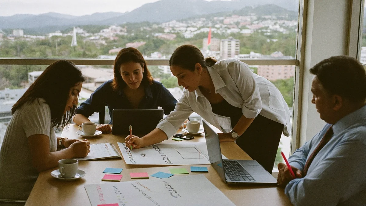 Equipo construyendo un buyer persona en una sesión de trabajo en Bogotá