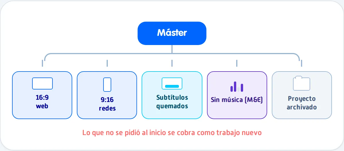 Diagrama de deliverable audiovisual: los entregables finales de un proyecto de video