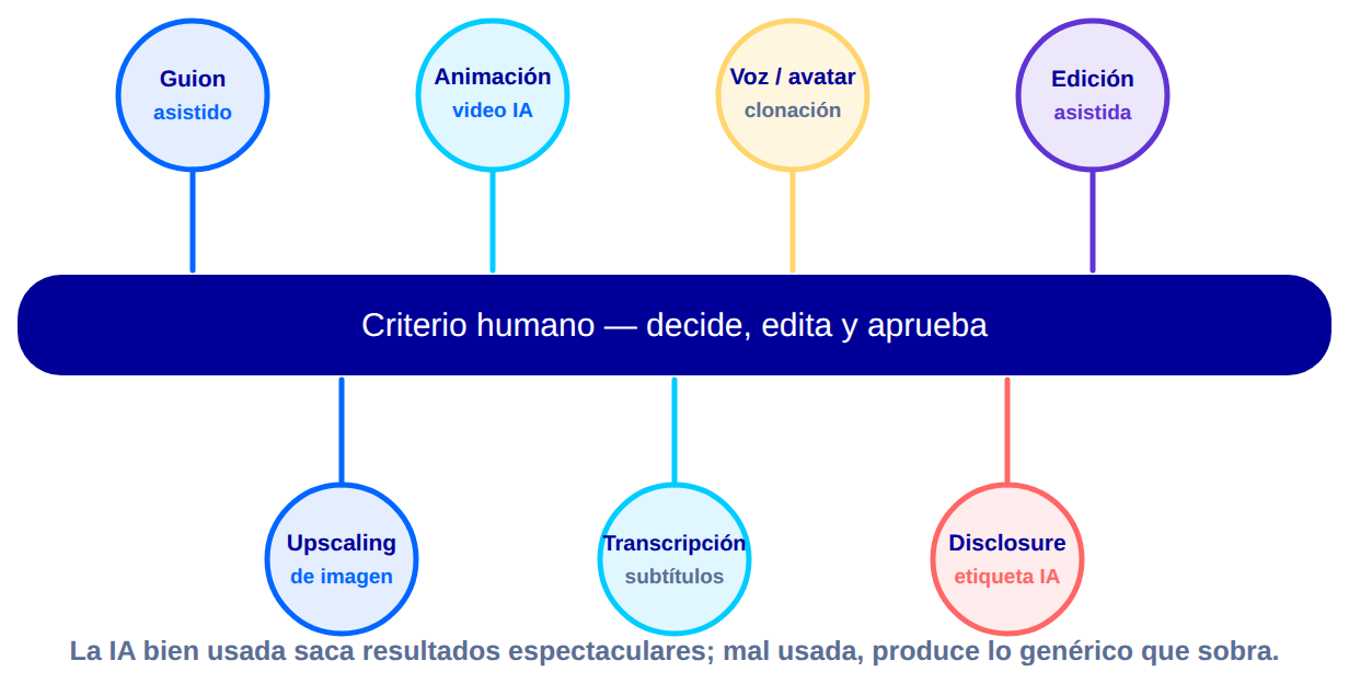 Diagrama: el mapa de la IA en la producción de video