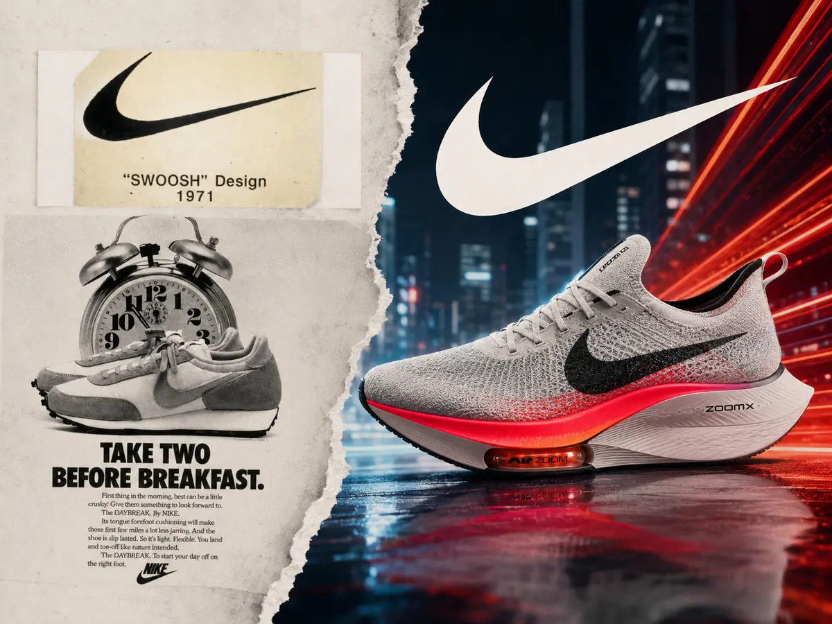 Evolución del branding de Nike desde el Swoosh hasta su identidad deportiva actual